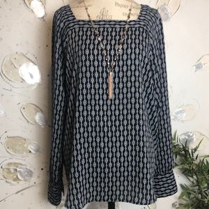 New Ann Taylor Nautical Navy Long Sleeve Blouse